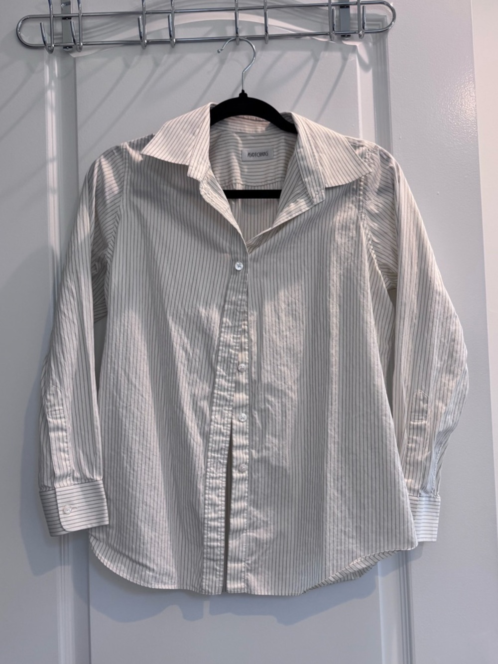 Ascot Chang Cream and Gray Stripe Button-Up Shirt